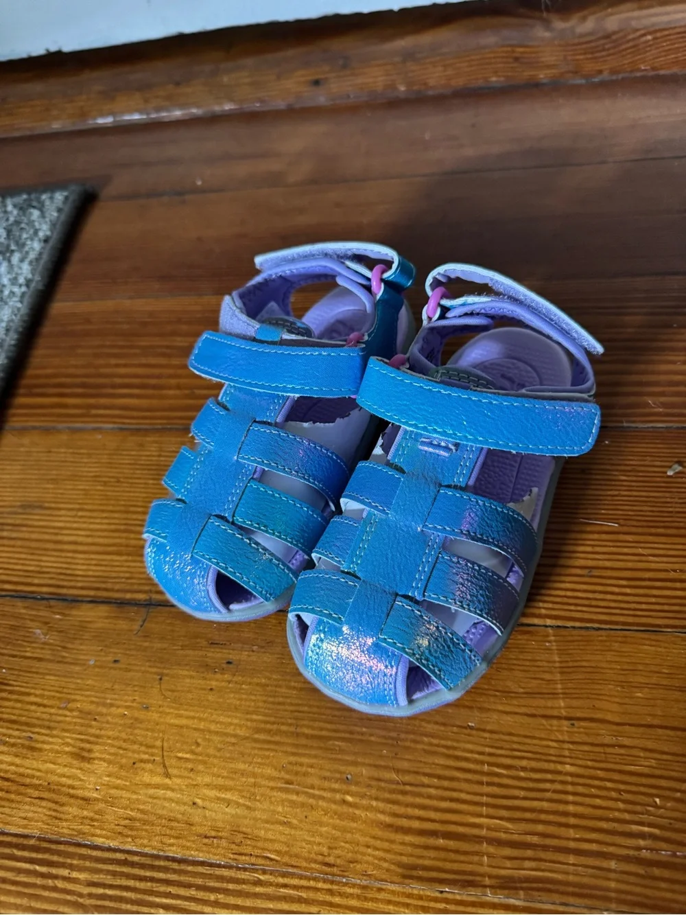 See Kai Run Pastel Purple & Teal Glitter Kids Sandals